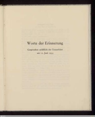 Worte der Erinnerung