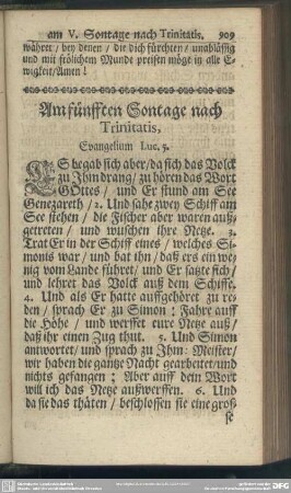 Am fünfften Sontage nach Trinitatis