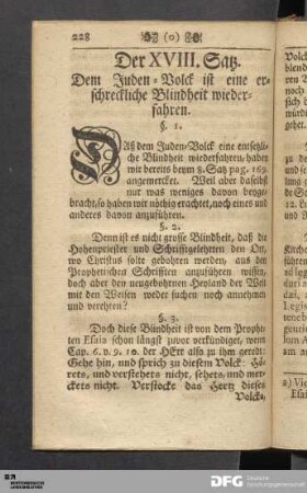 Der XVIII. Satz: Dem Juden-Volck ist eine erschreckliche Blindheit wiederfahren