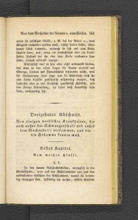 Dreizehnter Abschnitt. Von einigen weiblichen Krankheiten, ...