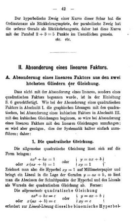 II. Absonderung eines linearen Faktors.