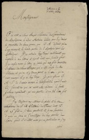 Brief von Gottfried Wilhelm Leibniz an Ernst, Hessen-Rheinfels-Rotenburg, Landgraf