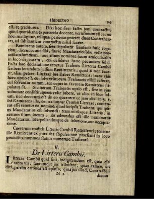 V. De Litteris Cambii.