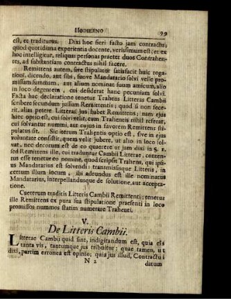V. De Litteris Cambii.
