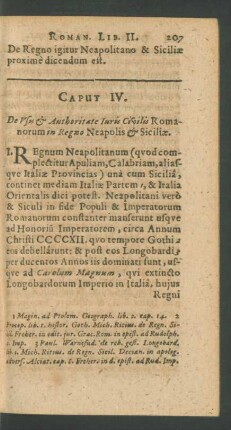 Caput IV. De Usu et Authoritate Juris Civilis Romanorum in Regno Neapolis et Siciliae.