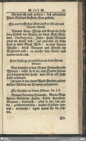 Ein vortrefflicher Getranck in Grieß und Nieren-Stein