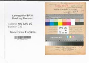 Entnazifizierung Franziska Timmermann, geb. 13.05.1894 ()