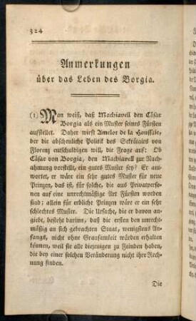 324-332, Anmerkungen über das Leben des Borgia.
