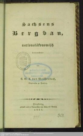 Sachsens Bergbau : national-ökonomisch betrachtet