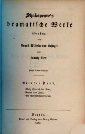 Shakspeare's dramatische Werke, 4