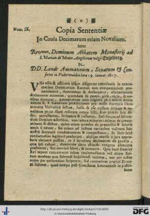 Copia Sententiae.