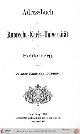 Wintersemester 1903/1904