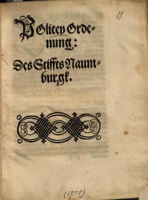 Policey Ordenung des Stiffts Naumburgk