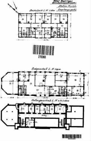 Kirchheim (Teck): Empfangsgebäude Verwaltungsgebäude Grundrisse UG,EG,DG