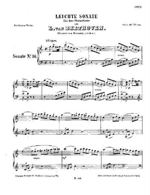 Beethoven's Werke. 159 = Serie 16: Sonaten für das Pianoforte, Dritter Band, Sonate (leicht) : [WoO 51]