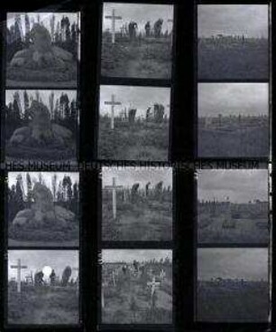 Schwarz-Weiß-Negative mit Aufnahmen vom KZ- und Militärfriedhof in Gardelegen