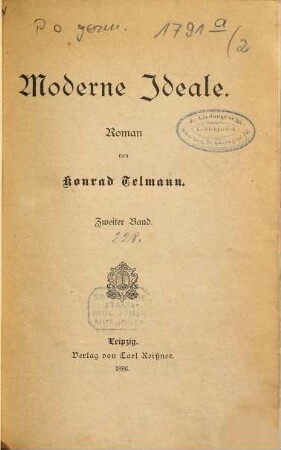 Moderne Ideale : Roman von Konrad Telmann, 2