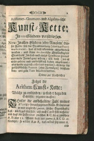 Arithmet-Geometr- und Algebra-ische Kunst- Kette: In ...