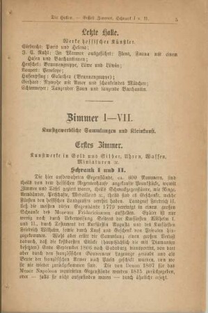 Zimmer I - VII. Kunstgewerbliche Sammlungen und Kleinkunst.