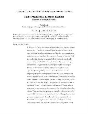 Consequences of Iran's presidential election results