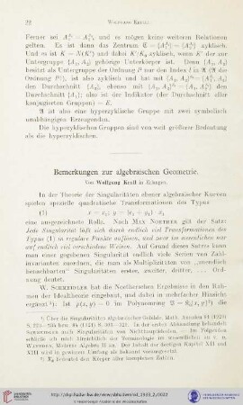 Bemerkungen zur algebraischen Geometrie