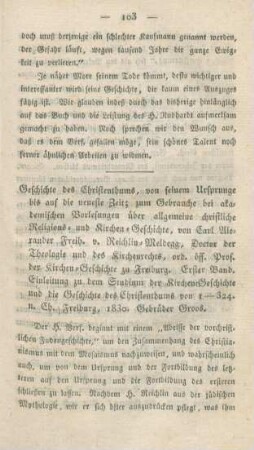 103-137 [Rezension] Reichlin-Meldegg, Karl Alexander von, Einleitung zu dem Studium der Kirchengeschichte