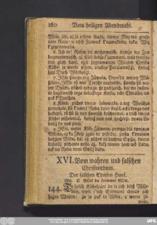 XVI. Vom wahren und falschen Christenthum.