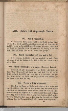 XVIII. Salate und eingemachte Sachen