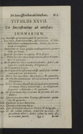 Titulus XXVII. De Successionibus ab intestato.