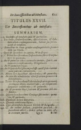 Titulus XXVII. De Successionibus ab intestato.