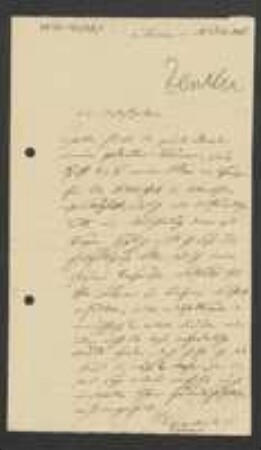 Brief von Jonathan Carl Zenker an Unbekannt