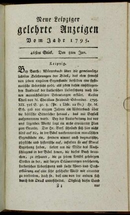 46stes Stück. Den 8ten Jun.