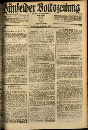 Ausgabe vom Mittwoch, den 20. Oktober 1920.