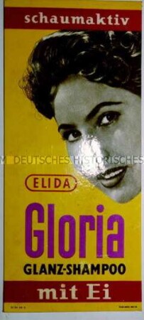 Werbeschild "Gloria Glanz-Shampoo"