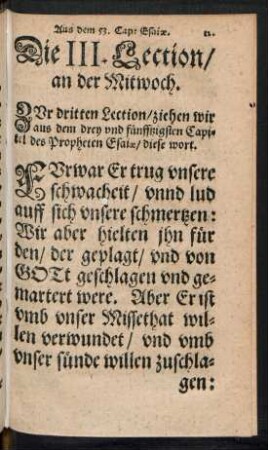 Die III. Lection/ an der Mitwoch.