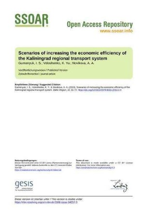 Scenarios of increasing the econo­mic efficiency of the Kaliningrad regional transport system