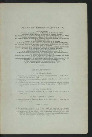 Obras de Ernesto Quesada