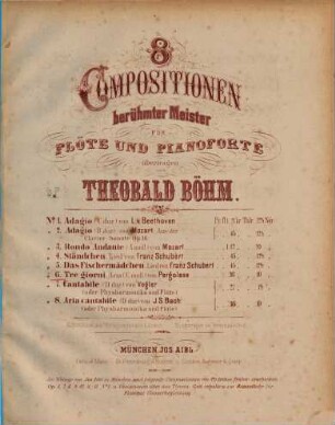 Compositionen berühmter Meister : für Flöte u. Pianoforte übertr., 6. Arie "Tre giorni"