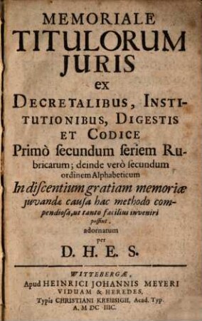 Memoriale Titulorum Iuris