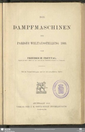 Die Dampfmaschinen der Pariser Weltausstellung 1889