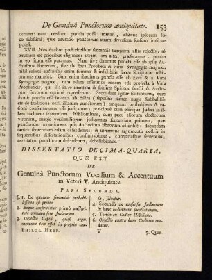 153-167, Dissertatio Decima Quarta