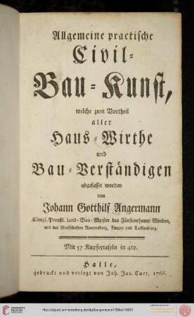 Text: Allgemeine practische Civil-Bau-Kunst