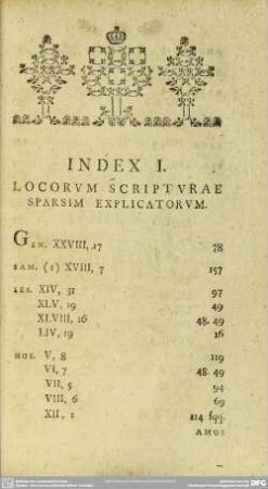 Index I. Locorum Scripturae Sparsim Explicatorum