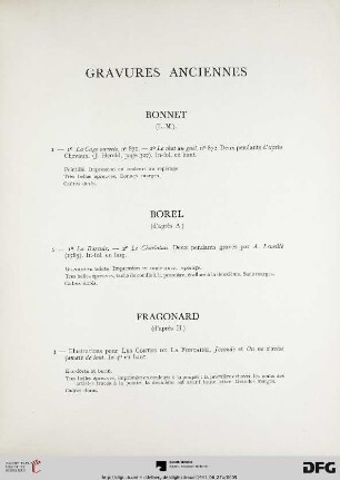 Gravures anciennes (Nr. 1-11) avec planche I-II