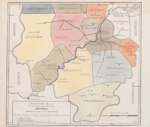 Sketch map of central and southern Anhwei showing its division into departments