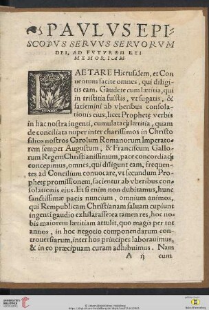 Paulus Episcopus servus servorum dei, ad futuram rei memoriam