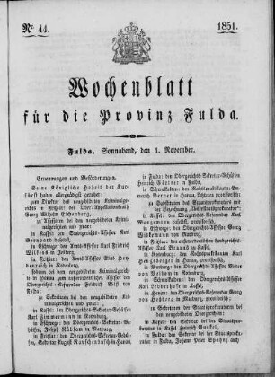 Nr. 44, Ausgabe vom 1. November 1851