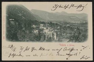 Ansichtskarte von Hofmannsthal an seine Verlobte Gerty mit Ansicht von Vahrn bei Brixen