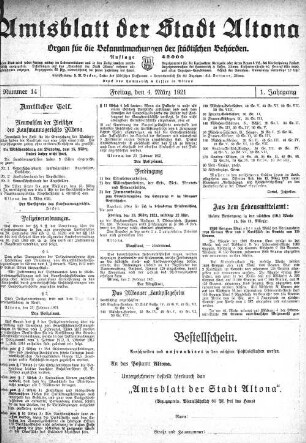 Nummer 14 : Freitag, den 4. März 1921