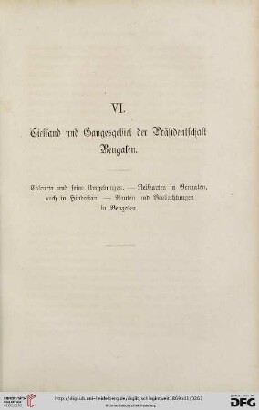 VI. Tiefland und Gangesgebiet der Präsidentschaft Bengalen